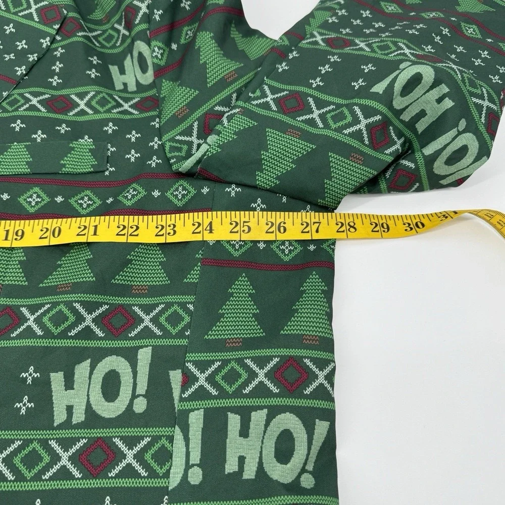 Ugly Christmas Blazer Men's XXL Green Holiday Suit Jacket Ho Ho Candy Cane Retro